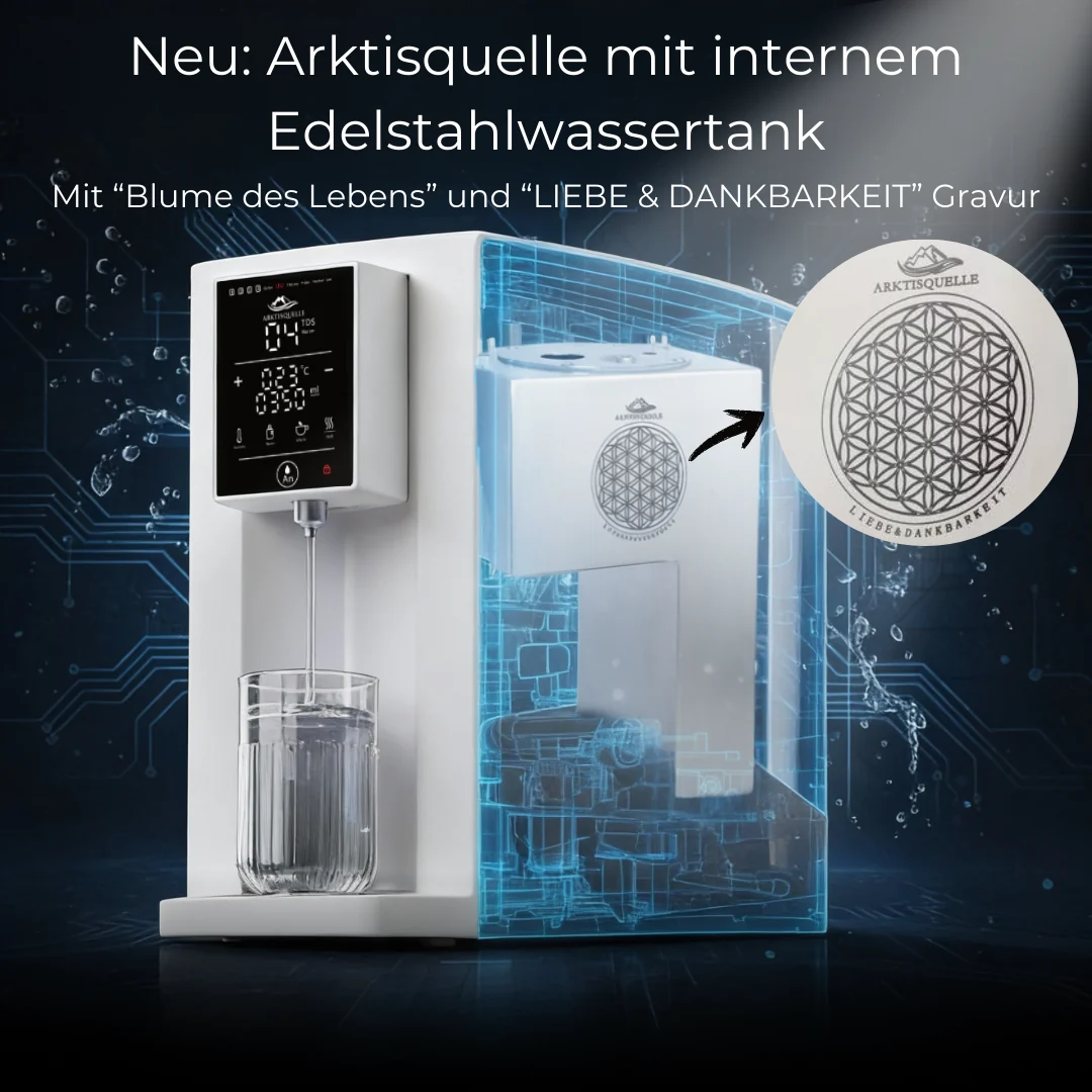 Der interne Wassertank des Arktisquelle Wasserfilters aus Edelstahl