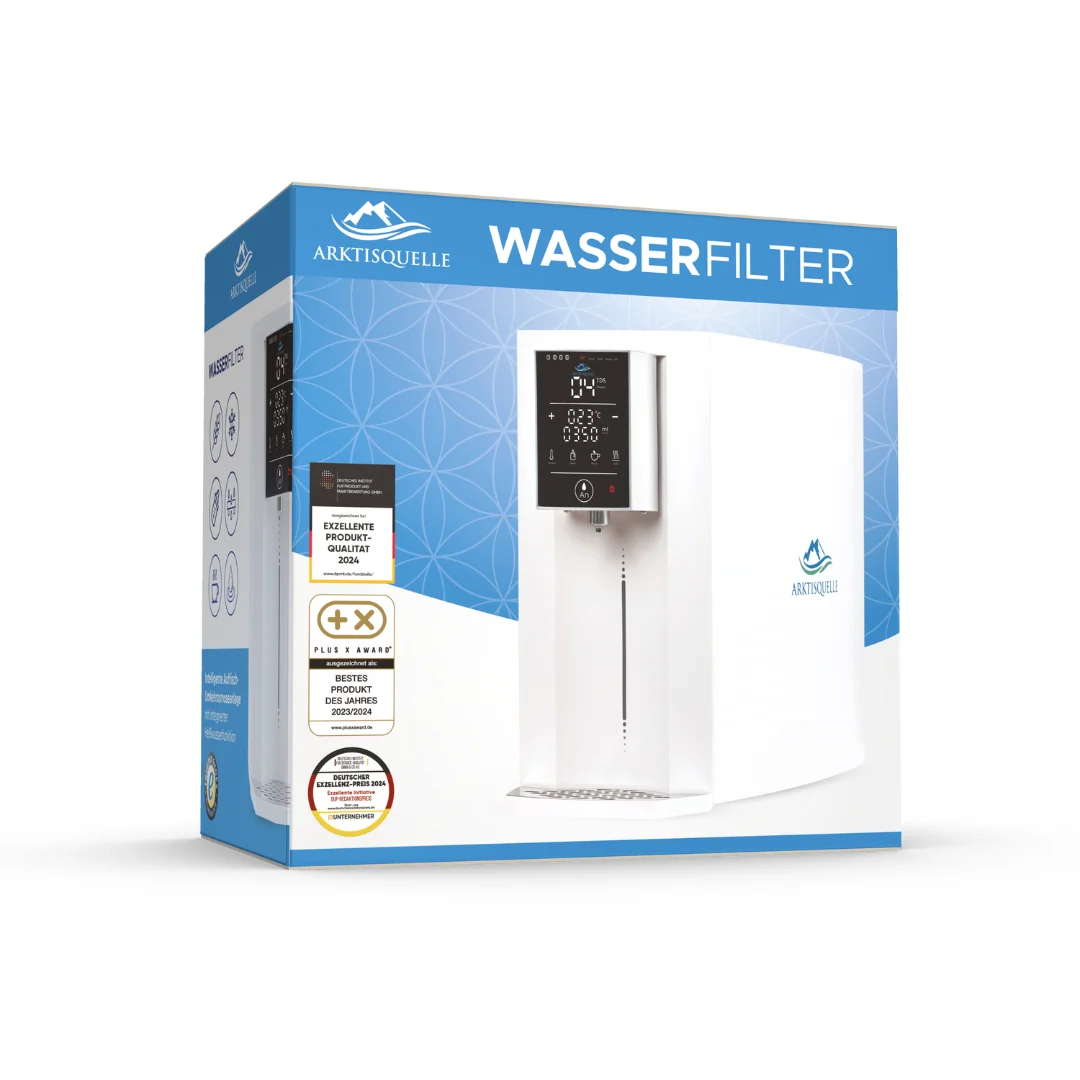 Die Produktverpackung des Arktisquelle Wasserfilters